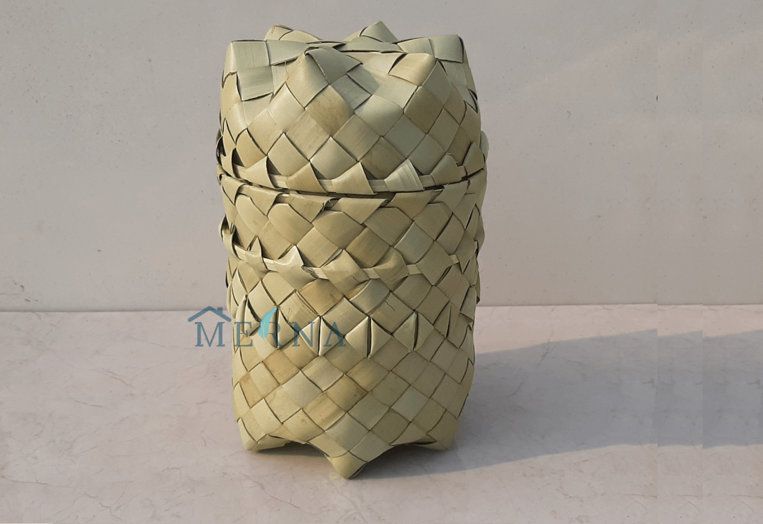 Merna Handmade Palm Leaf 6 Corner Storage Box