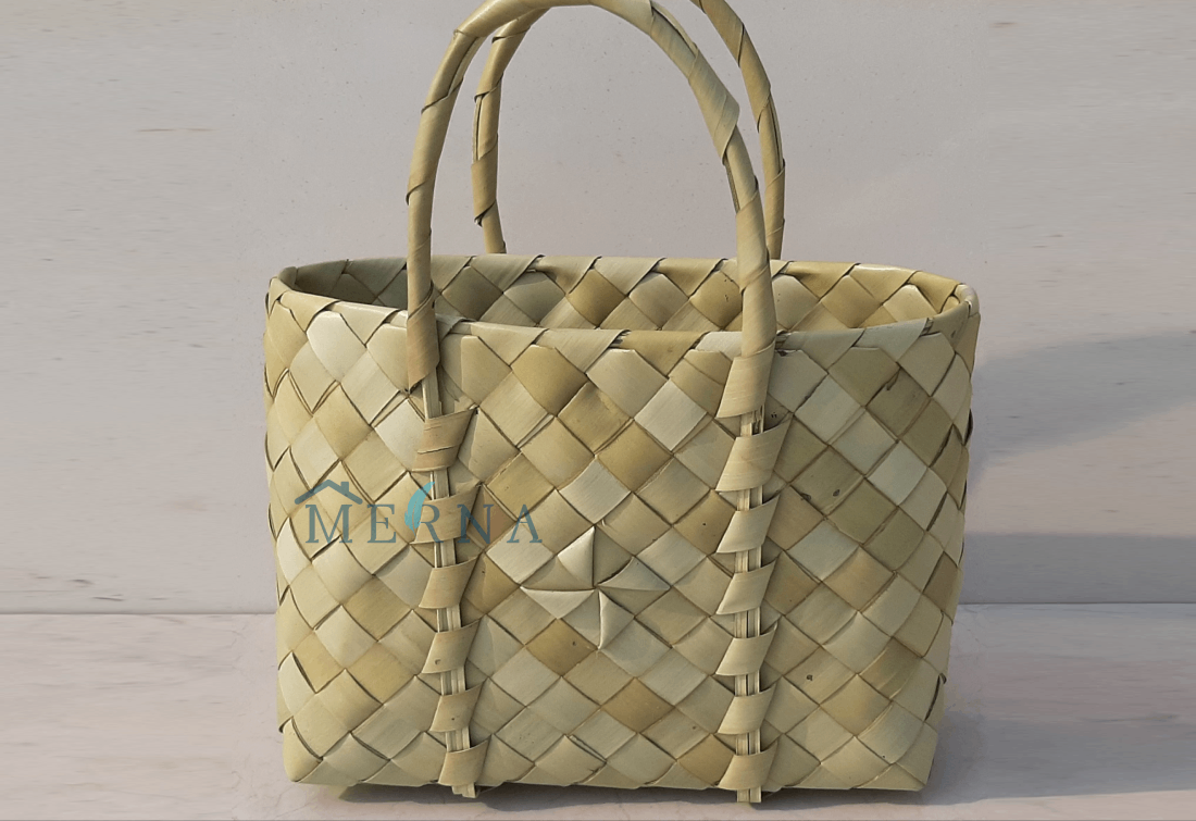 Merna Handmade Palm Leaf Shopping Basket