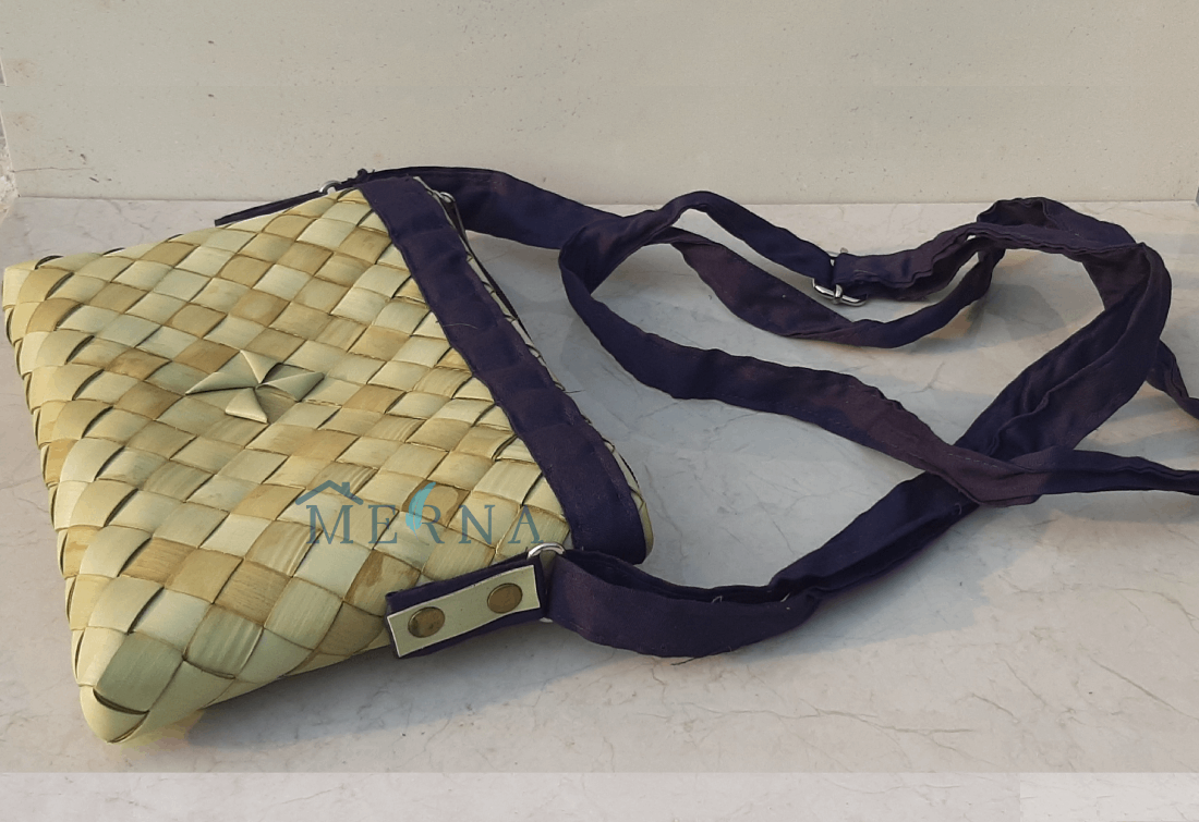 Merna Handmade Palm Leaf Sling Bag (Horizontal)