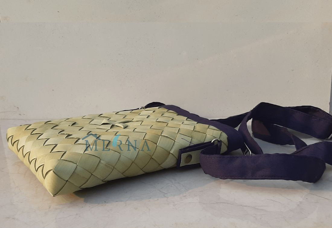 Merna Handmade Palm Leaf Sling Bag (Vertical)